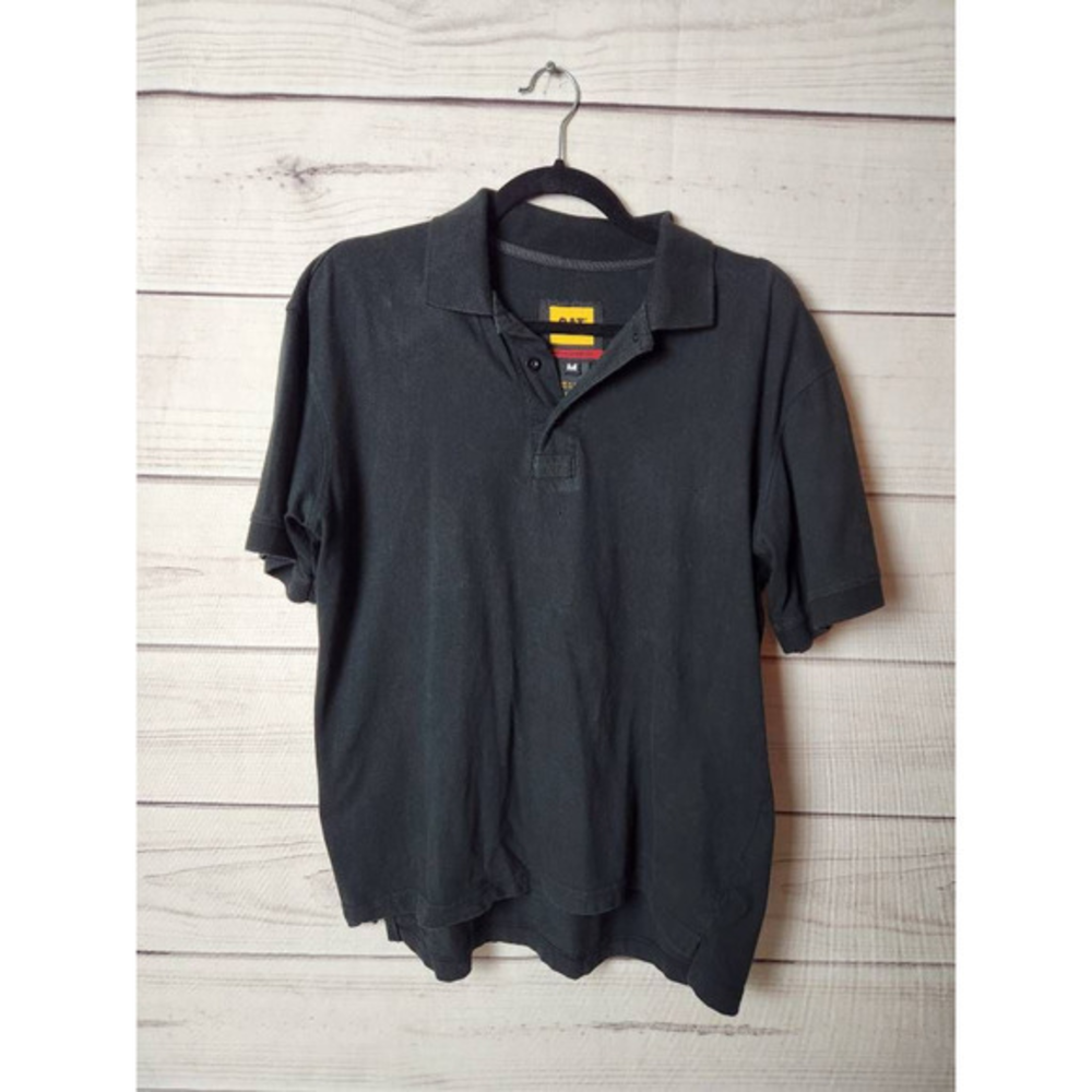 Cat‎ Workwear Redefined Mens Polo Shirt Black Short Sleeve Pullover Collar M